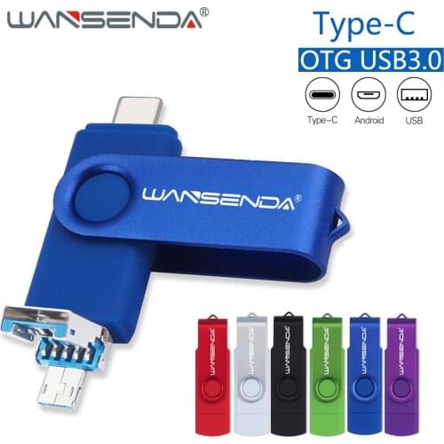 WANSENDA 128GB USB Flash Drive OTG 3 in 1 USB 3.0 & Type-C & USB Stick 3.0 Pen Drive 512GB 256GB 64GB 32GB Flash Drive Pendrive