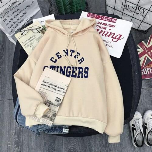 Women fashion Autumn And Winter thick khaki simple pullover thick warm long-sleeved letter print hoodie women cloting sweatshirt