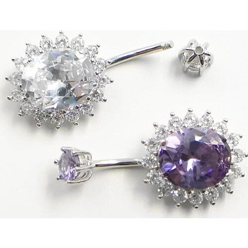 925 sterling silver Belly button Piercing navel Rings Clear CZ Navel Rings Belly Jewelry