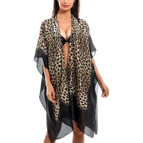 2020 Summer Holiday Chiffon Printed Swimwear Women Beach Dress Kimono Cardigan Outwear Loose Beach Cover Up pareo saida de praia