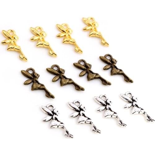 19x8mm 40pcs Antique Silver Plated Angel Gold Girl With Wings Handmade Charms Pendant:DIY for bracelet necklace