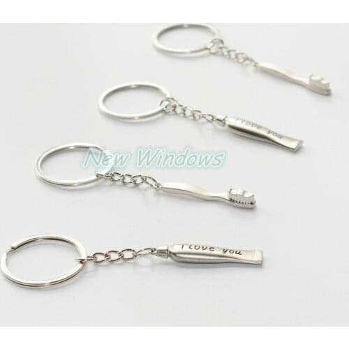 2Pairs Dentist Tooth Brush Tooth Paste Keychain Dentist Dental Lab Promo Gift