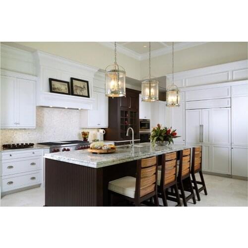 2017 traditional customized made solid wood kitchen cabinets matt white color wooden cabinets with island cabinets S1606193