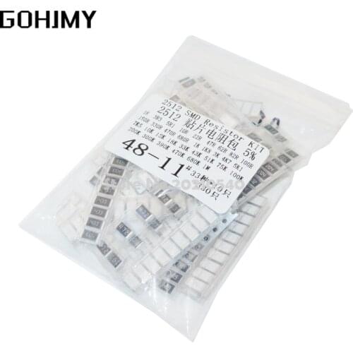 330PCS 1 ohm-1M ohm Electronic Resistors 5% 2512 SMD Resistor Assorted kit set 10R 47R 100R 10K 470K 680K smd resistor pack