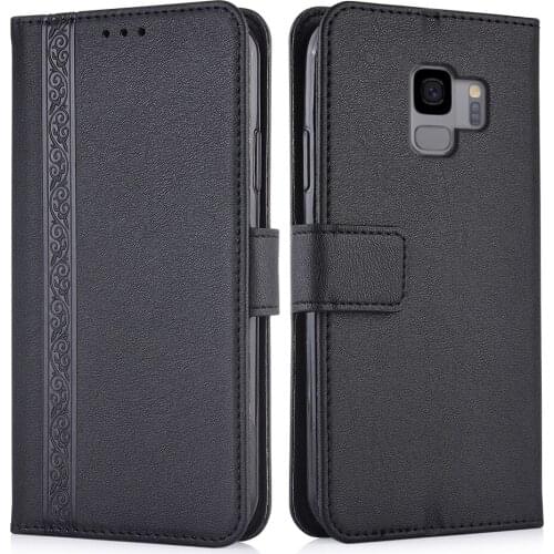 3d Embossed Leather Case for Samsung Galaxy S9 G960 G960F SM-G960 5.8'' Back Cover for Samsung S9 S 9 Wallet Case