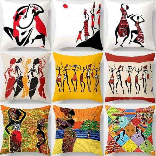 African Style Pattern Sofa Decorative Cushion Cover Pillow Pillowcase Polyester 45*45 Throw Pillow Home Decor Pillowcover 40891