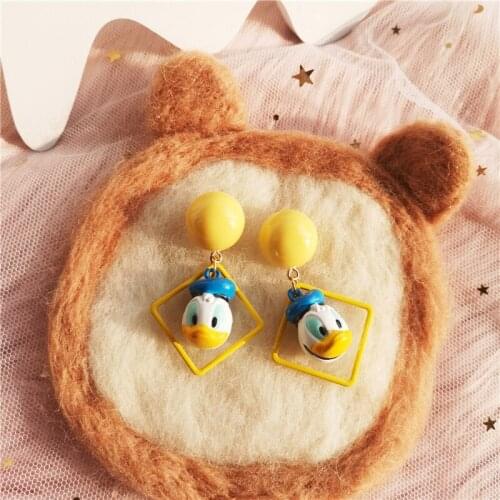 Disney Doll Accessories Cartoon Baby Dolls Toy Children Earrings Lovely Donald Duck Stud Earrings Girls Ear Clip Jewellery Gifts