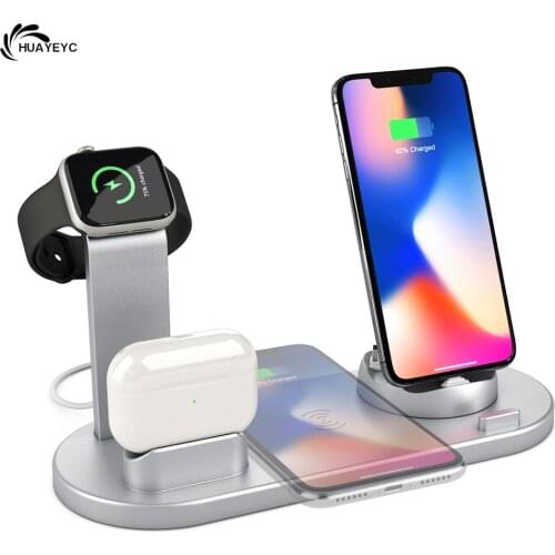 NEW 10W 6 in 1 Qi Fast Wireless Charger Dock Station For iPhone 12 11 Pro XS Max XR X 8 Plus Apple iWatch SE 6 5 4 3 AirPods Pro