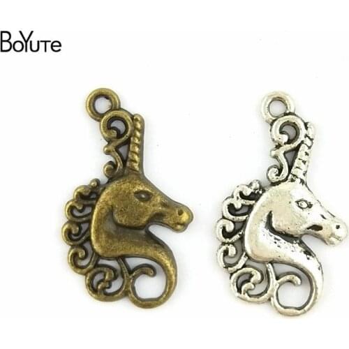 BoYuTe (100 Pieces/Lot) 15*21MM Antique Bronze Silver Plated Metal Steed Horse Pendants for Jewelry Findings Accessories Diy