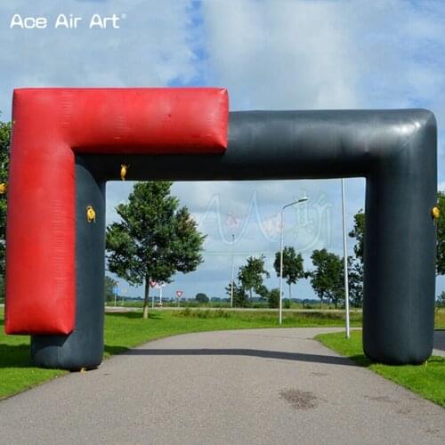 Black and red square tower arch inflatable advertising and promotional archway with unique logo position for sale