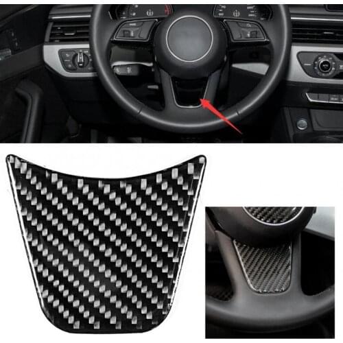 Carbon Fiber Steering Wheel Decorative Cover Trim Fits for Audi A4 B9 2017 2018 2019 car accessories
