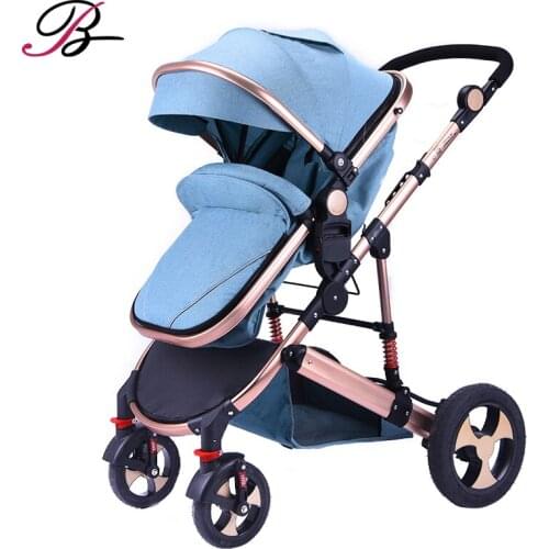 2019 Baby Single Stroller No Car Seat For 0-3 Years Baby Light Blue 3 in 1 baby stroller with Explosion-proof wheel