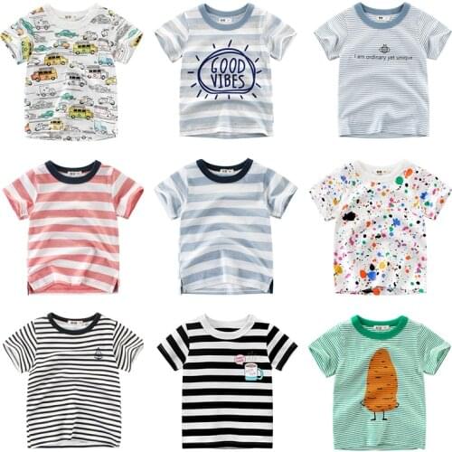 Boys Girls T Shirt Short Sleeves Cotton Tops Baby Children Clothing Summer Cartoon Tee Toddler Infant for 2-8 Years Shirts 2021