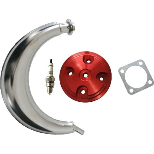 Muffler Exhaust&CNC Red Cylinder Head Cover For 66/80cc Motorized Bicycle