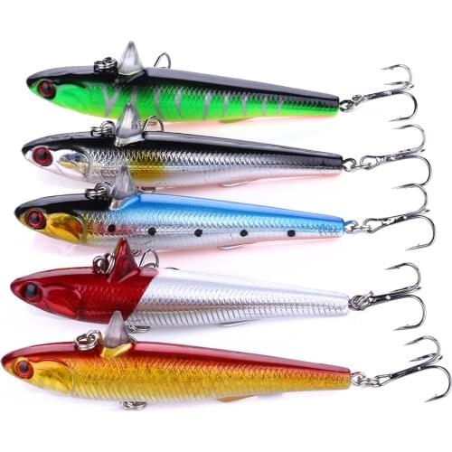 Hengjia 50pcs 14.5g 9cm Sinking Wobbler Pencil Fishing Lure with Treble Hooks Hard Bait VIB Fishing Tackle Crankbait Wholesale
