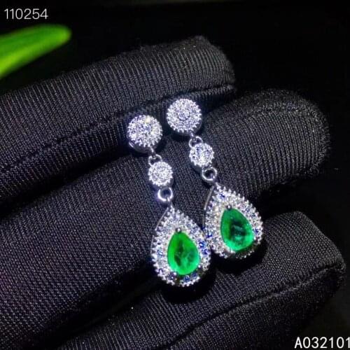 KJJEAXCMY fine jewelry 925 silver natural Emerald new girl popular gemstone earrings ear stud support test Chinese style