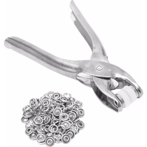 Metal Prong Ring Snap Fasteners Press Studs Poppers Plier 9.5mm 100Pcs Ring Snap