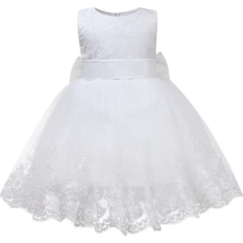 Lace Big Bow Toddler Girl Baby Clothing Flower Dress for Girl Baptism Christening Gown Party Infant Dresses Wedding Vestido