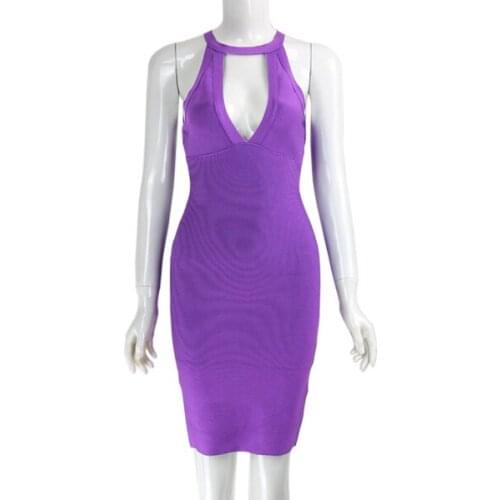 Summer Bandage Dresss Hollow out Vintage Mini Purple Royal Blue Khaki Bodycon Party Dresses Vestidos