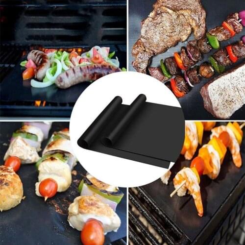 3 pcs Reusable Non-Stick BBQ Grill Mat Pad Baking Sheet Meshes Portable Outdoor Picnic Cooking Barbecue Tool for Outdoor stove