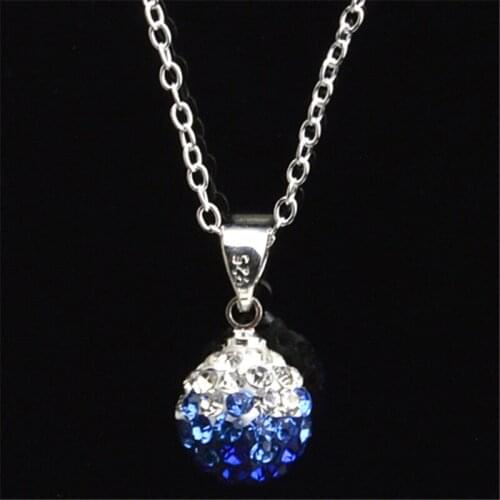 Fashion Crystal Jewelry Rhinestone Balls Pendant Necklace for Women Silver Color Pave Zircon Mix-Color Gift for Female
