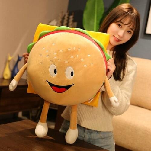 Cartoon Food Hamburger Plush Toys Children Bread Cloth Doll Room Bed Decor Sleeping Pillow Baby Birthday Christmas Gift