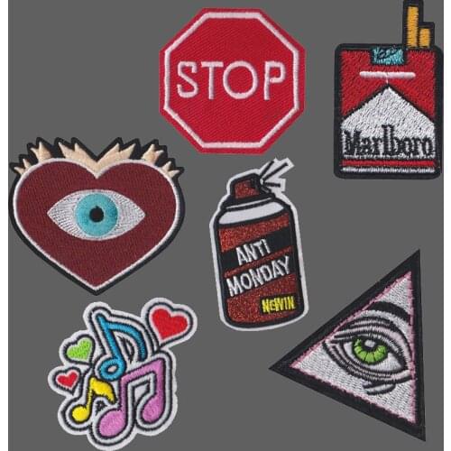 Heart Music Symbol Hand Fabric Patch Embroidered Iron on Patches For Clothing DIY Decoration Clothes Stickers Applique Badge