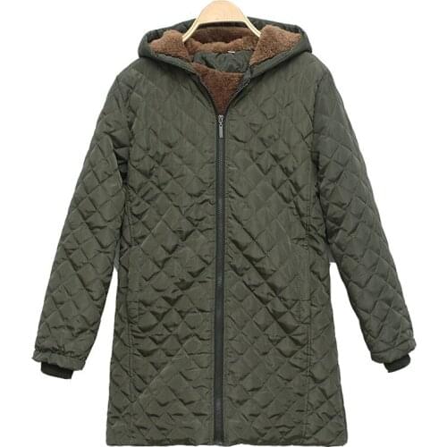 Zuolunouba 2020 New Winter Lamb Velvet women Padded Cotton Mid-length Solid Color Plus Velvet Loose Zipper Ladies Hooded Coat