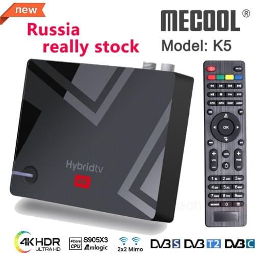 MECOOL New K5 New Android 9.0 Tv Box Amlogic S905X3 2GB 16GB 2.4G 5G WIFI LAN 10/100M Bluetooth4.1 DVB S2/T2 Qhtv Tv Box Android