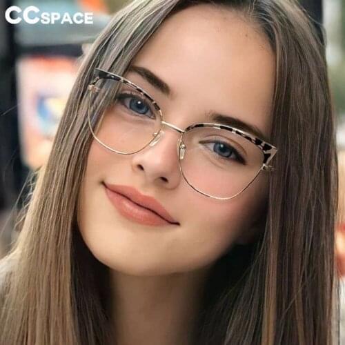 48327 Metal Cat Eye Glasses Frame Anti-Blue Light Male and Female Optical Fashion Computer Eyeglasses
