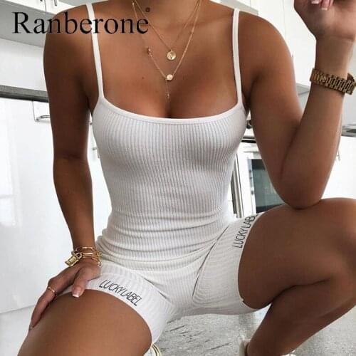Ranberone Sling Sport Jumpsuit One Piece Bodysuit Women Dry Fit Sleeveless Tight Gym Suit Yoga Short Fitness Workout Jumpsuit