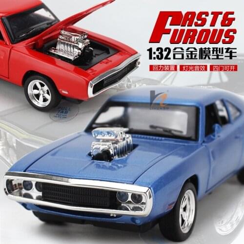 So Cool 1:32 American muscle car modified cars 1970 dodge alloy pull back with light and sound children gift