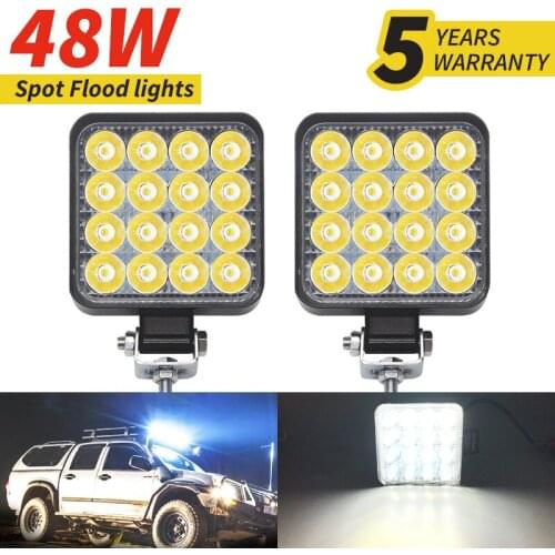 Xinfok LED Car Work Light Spot Flood Beam 3030 SMD DC 12-24 Volts 27-48 Watts 6500K Lighting Universal for Truck 4x4 4WD