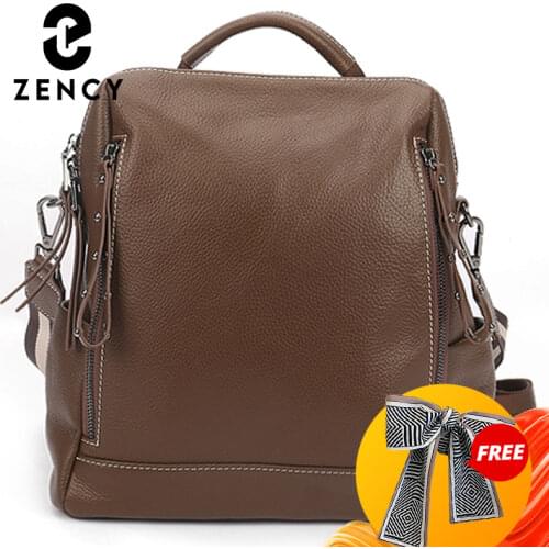 Zency Soft Genuine Leather Backpack Splittable Strap Female Rucksack Two Use Ways School Bag For Girl Back To School Knapsack