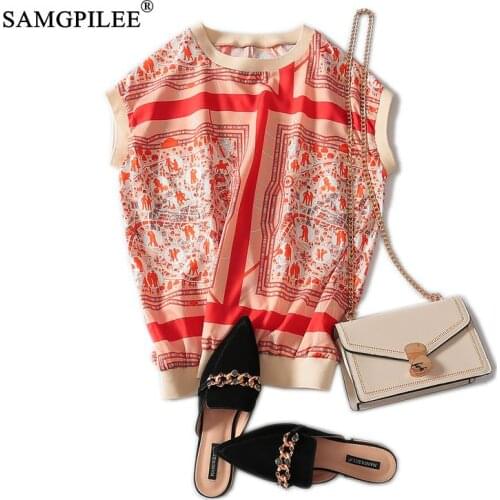 2020 Women Summer Clothing Office Lady Top Summer Female Chiffon Short Sleeve Print O-neck T-shirt Brand For Women 2XL 3XL