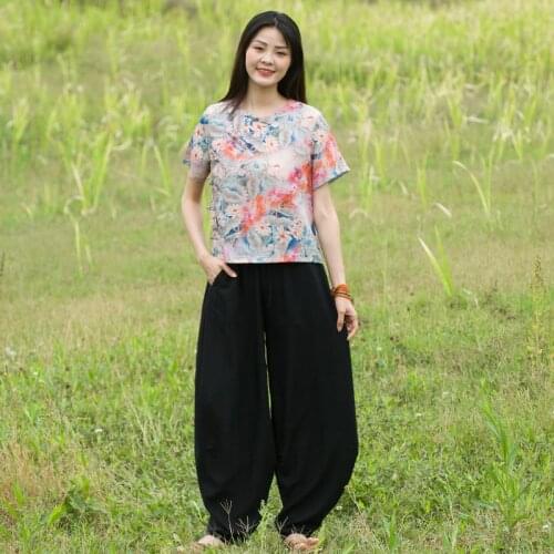 Women Loose Summer Elastic Waist Pants Female 2020 Retro Vintage Plus Size Pants Female Loose Trousers
