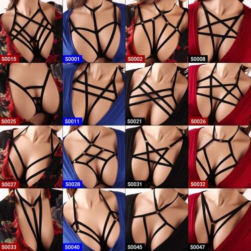 Strappy Pentagram Harness Bra for Women Sexy Crop Top Body Cage Bralette Punk Goth Fetish Bondage Plus Size Festival Rave Garter