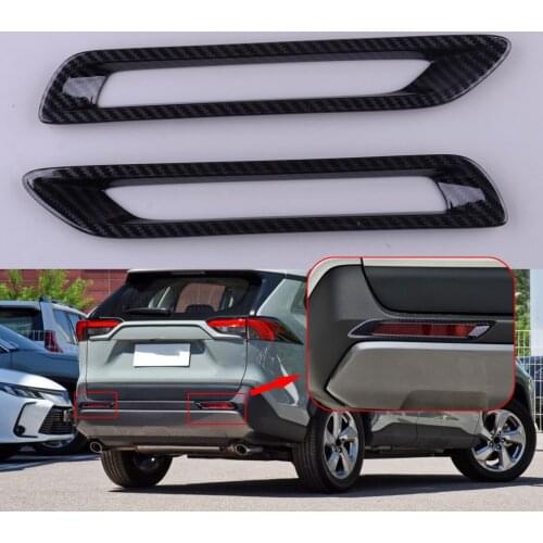 1 Pair ABS Carbon Fiber Style Car Rear Tail Fog Light Lamp Cover Trim Fit For Toyota RAV4 2019 2020