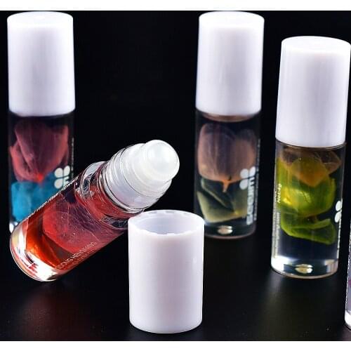1pc at random color Lipstick Lips Nutritious Lip Oil Roller Ball Dried Flowers Lip Essence Moisturizing Shiny Lip Gloss T0677