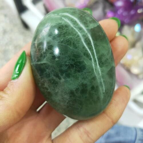 1pcs High Quality green fluorite Palm Stone Shape Stone Hand Crafted For Gift &Home Decor ZP