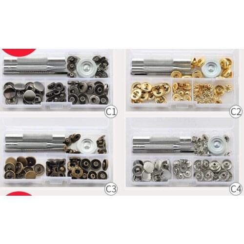 10set/box 15mm 831 None Rust Poppers Snap fastener Press stud Sewing Leather craft Clothes Bags With Fixing Tools