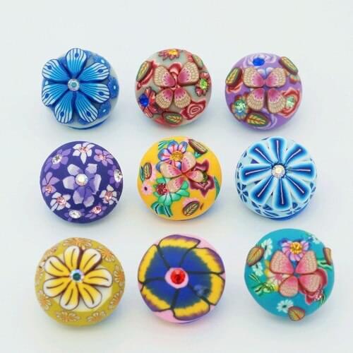 10pcs MIXed Flowers Clay 18MM snaps buttons handmade fit DIY charm snap bracelet necklace jewelry Random wholesale NS1011