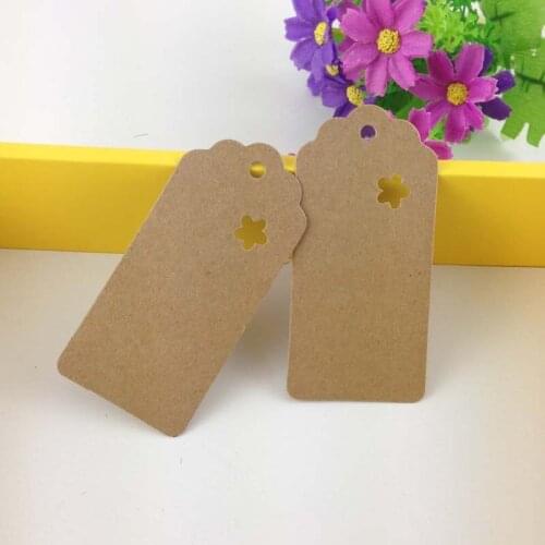 200PCS 9.5*4.5CM Kraft Hang Note Price Tag Jewelry Cardstock Flower-shaped Retro Gift Tags for jewelry/gift box Accept custom