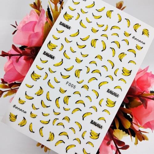 Fruits Banana 3D Nail Sticker Art Slider Foil Designs Summer Nails Decoraciones Self Adhesive Manicure Accesorios Tips