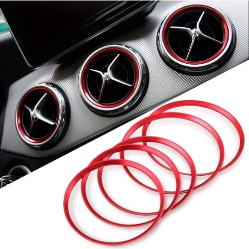 5pcs Car styling, Air Condition Air Vent Outlet Ring Cover Trim Decoration for Mercedes Benz A B Class W246 W176 AMG Accessories