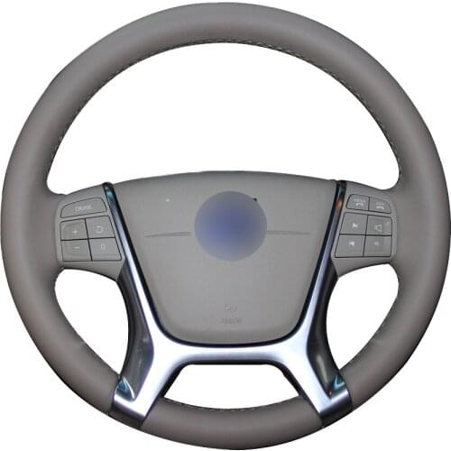 Beige Natural Leather Car Steering Wheel Cover for Volvo S80 2010 XC60 2010-2013 XC70 2011