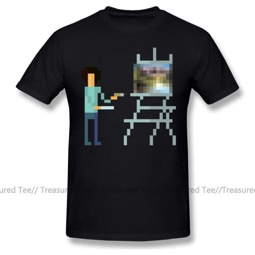 Bob Ross T Shirt Pixel Ross T-Shirt Streetwear Short Sleeve Tee Shirt Men 100 Percent Cotton XXX Graphic Awesome Tshirt