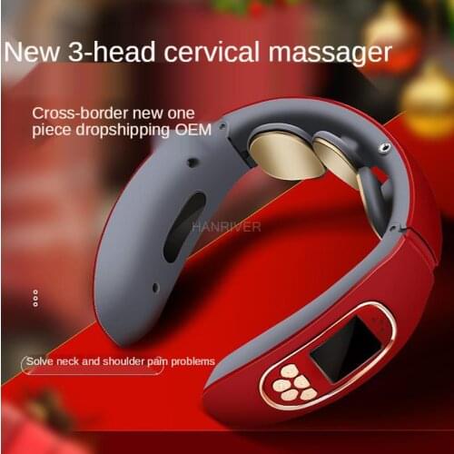 Cervical spine massager shoulder and neck household electric pulse multifunctional neck protector intelligent heating massager