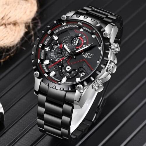 LIGE Top Brand Luxury Mens Fashion Watch Men Sport Waterproof Quartz Watches Men All Steel Army Military Watch Relogio Masculino