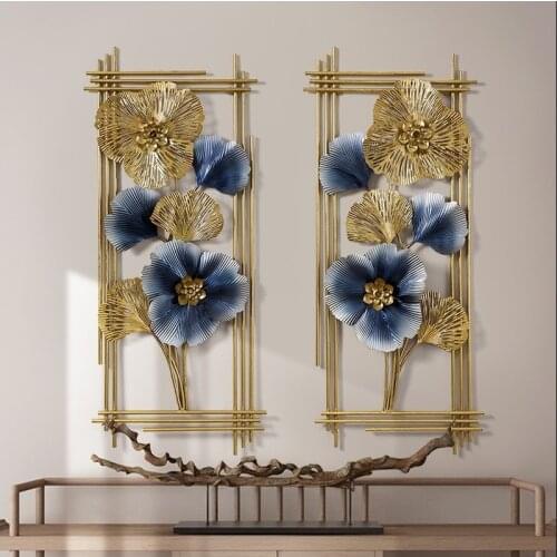 Home decoration Creative ginkgo biloba wall pendant wall porch metal wall decoration for living room background